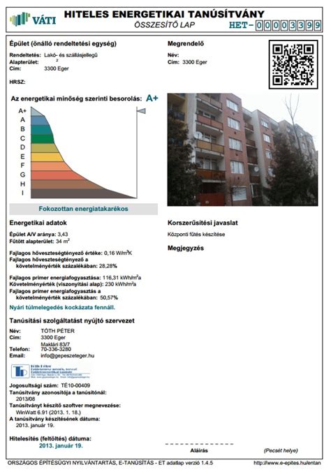 Energetikai tanúsítvány Eger.